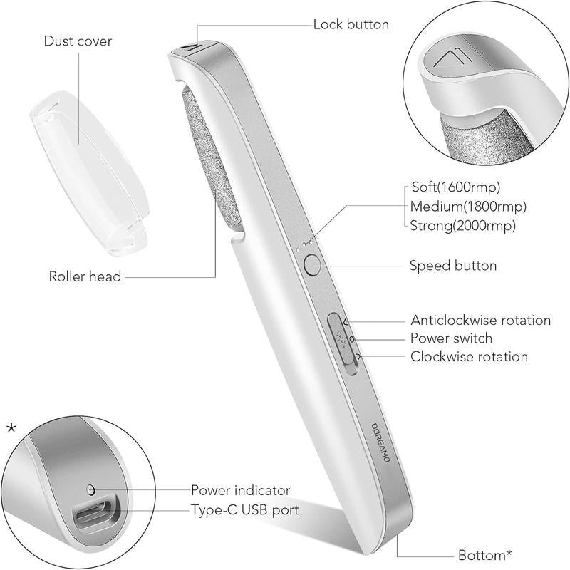LINKEVAP Electric Feet Callus Remover,Portable Electronic Foot File Pedicure Tools,Waterproof Foot Scrubber File,Pedi Foot Care for Dead,Hard Cracked Dry Skin Manicure Nail Nail Care Cutics Nail Art